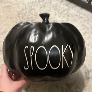 NWT Rae Dunn Black Spooky Halloween Pumpkin Large